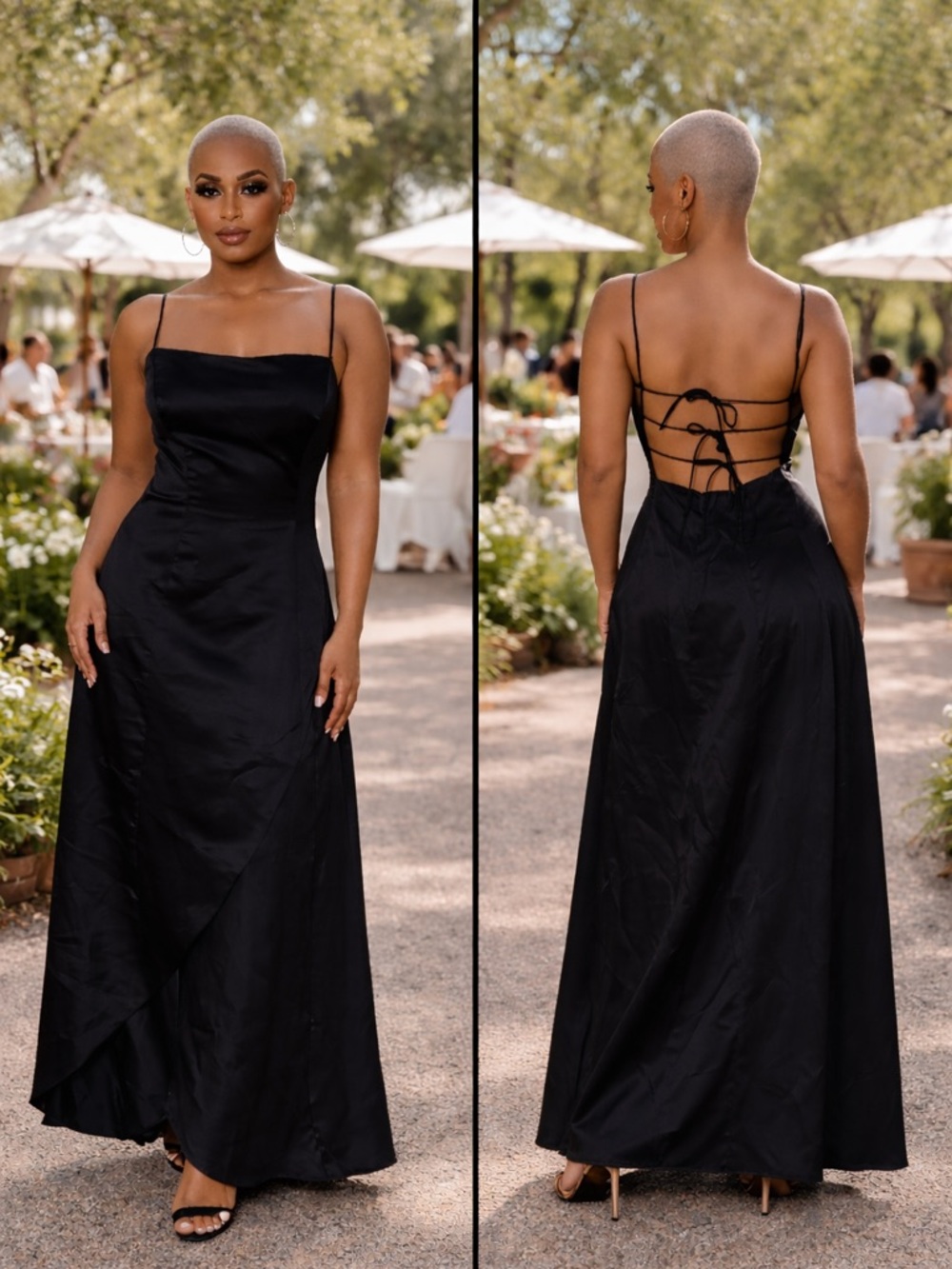 Morgan and Co by Linda Bernelli Black Satin Gown 4